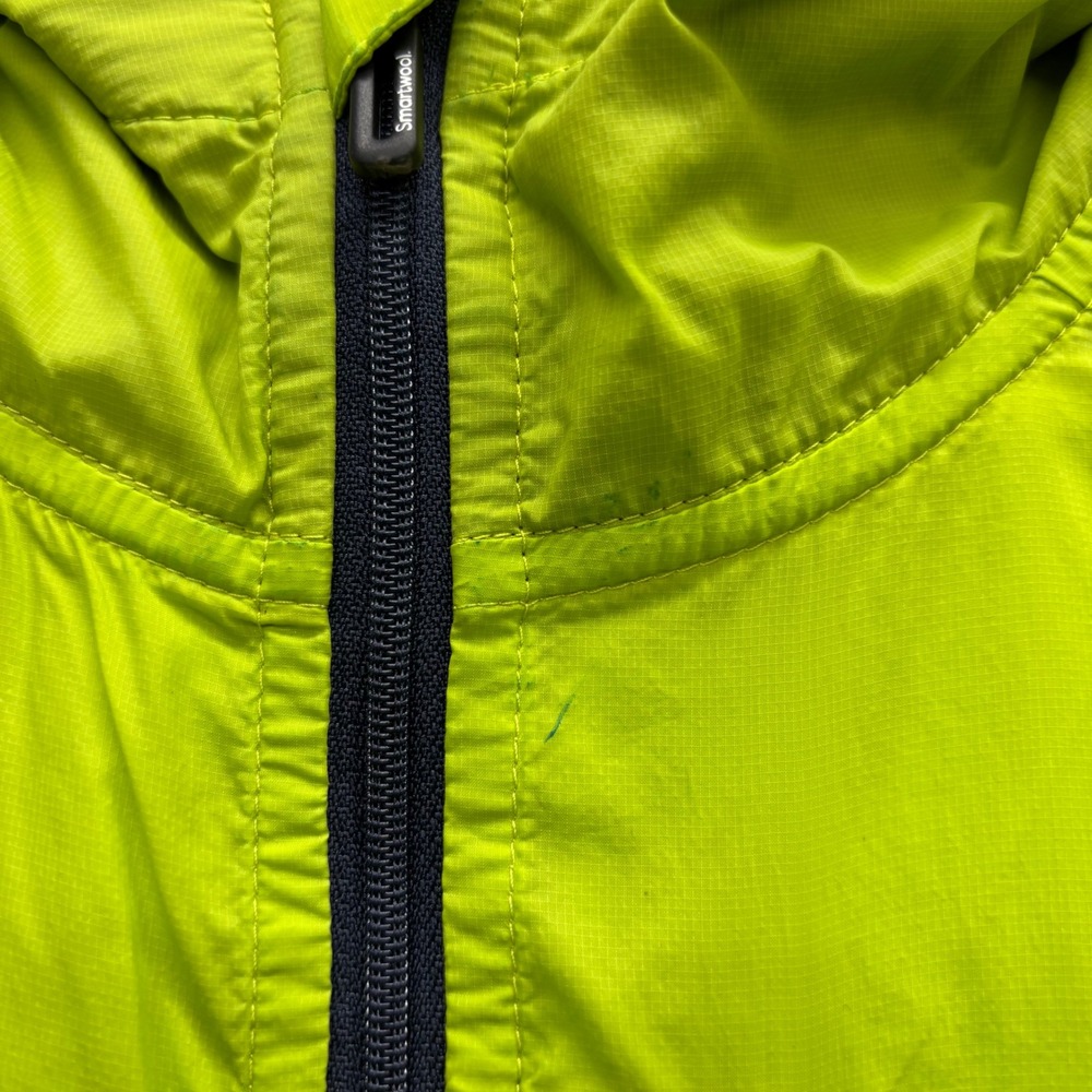 Smartwool Merino Sport Ultra Light Hooded Jacket Lime Green Windbreaker Mens M - Picture 7 of 16